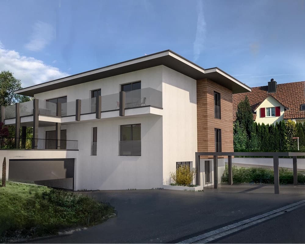 Wohnhaus Rümlang, zwei Fassadenvarianten — Variante 2